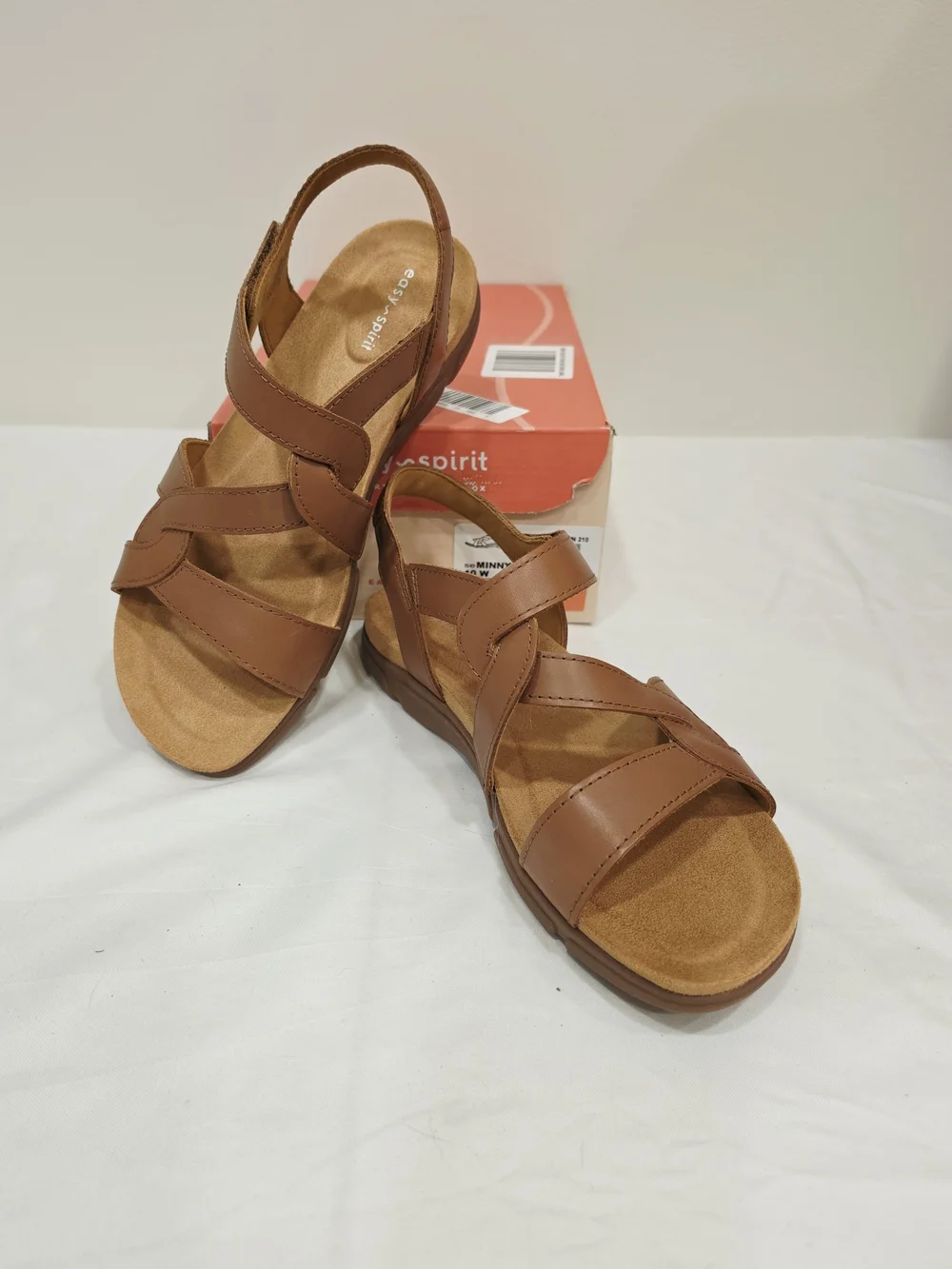 Easy Spirit Brown Minny Size 10 Wide Crisscross Slingback Sandals